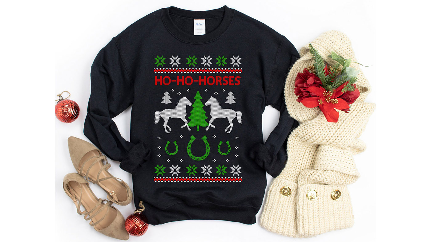 &amp;lsquo;Ho ho horses&amp;rsquo; horse Christmas jumpers