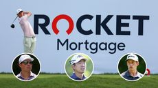 A golfer hits off the tee at the Rocket Classic