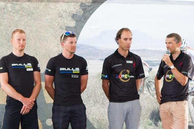 Urs Huber and Karl Platt (Bulls) with Frantisek Rabon and Christoph Sauser (Meerendal Songo Specialized)