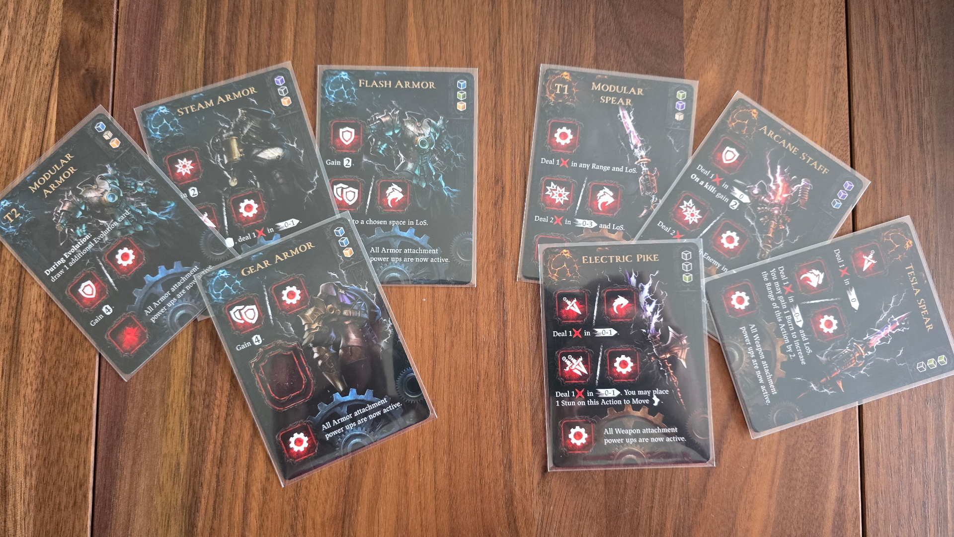 Grimcoven cards laid out on a wooden table