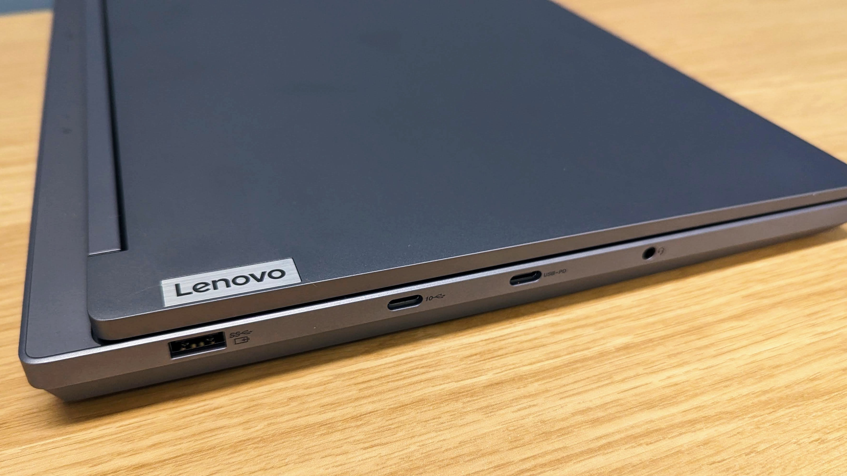 Lenovo Legion 5i (Gen 9) closed on desk showing left hand side ports