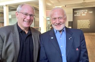 Buzz Aldrin, at right, with his son Andrew Aldrin as seen together at the Science Museum London in 2015.