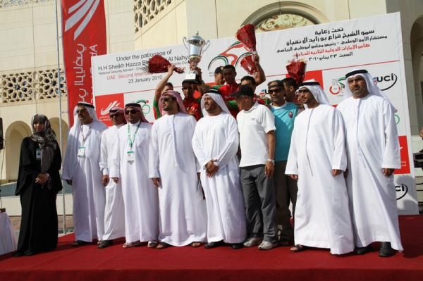 Race officials on the podium