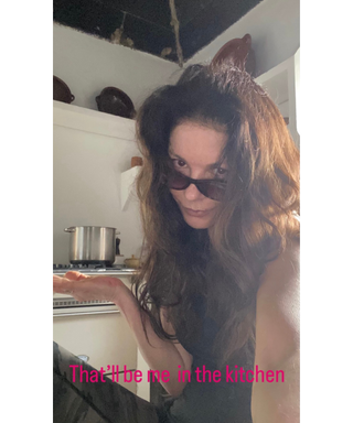 Catherine Zeta Jones in her kitchen