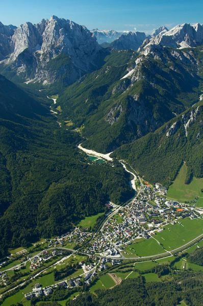 Looking at Kranjska Gora in Slovenia from above