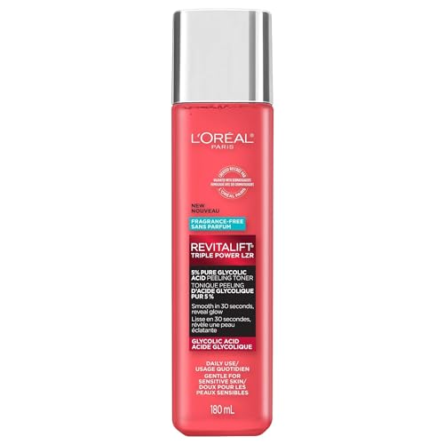 L'oreal Paris Revitalift 5% Pure Glycolic Acid Peeling Toner With Aloe Vera, Alcohol Free, Fragrance Free 6 Fl Oz