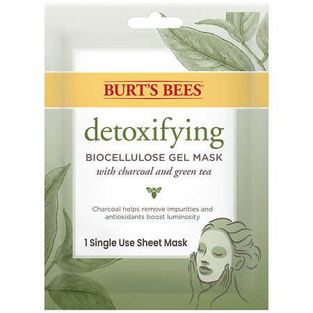 Burt&#039;s Bees Detoxifying Biocellulose Single-Use Gel Face Mask With Charcoal &amp;amp; Green Tea