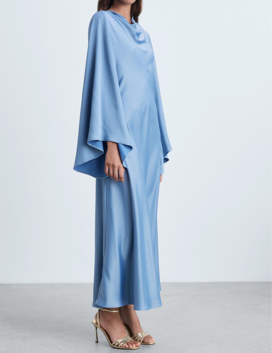 Image of blue satin dress