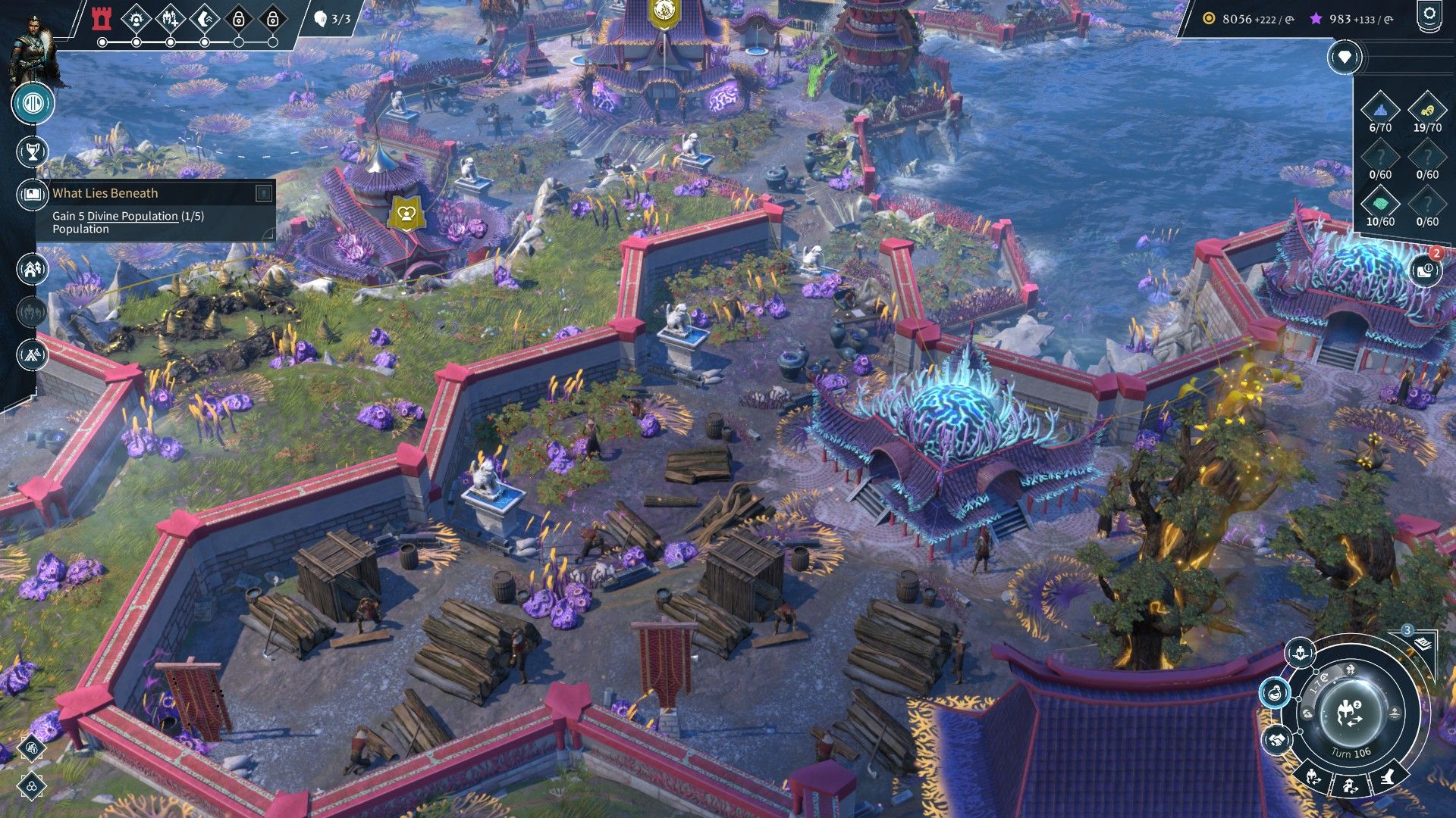 A walled city in Endless Legend 2.