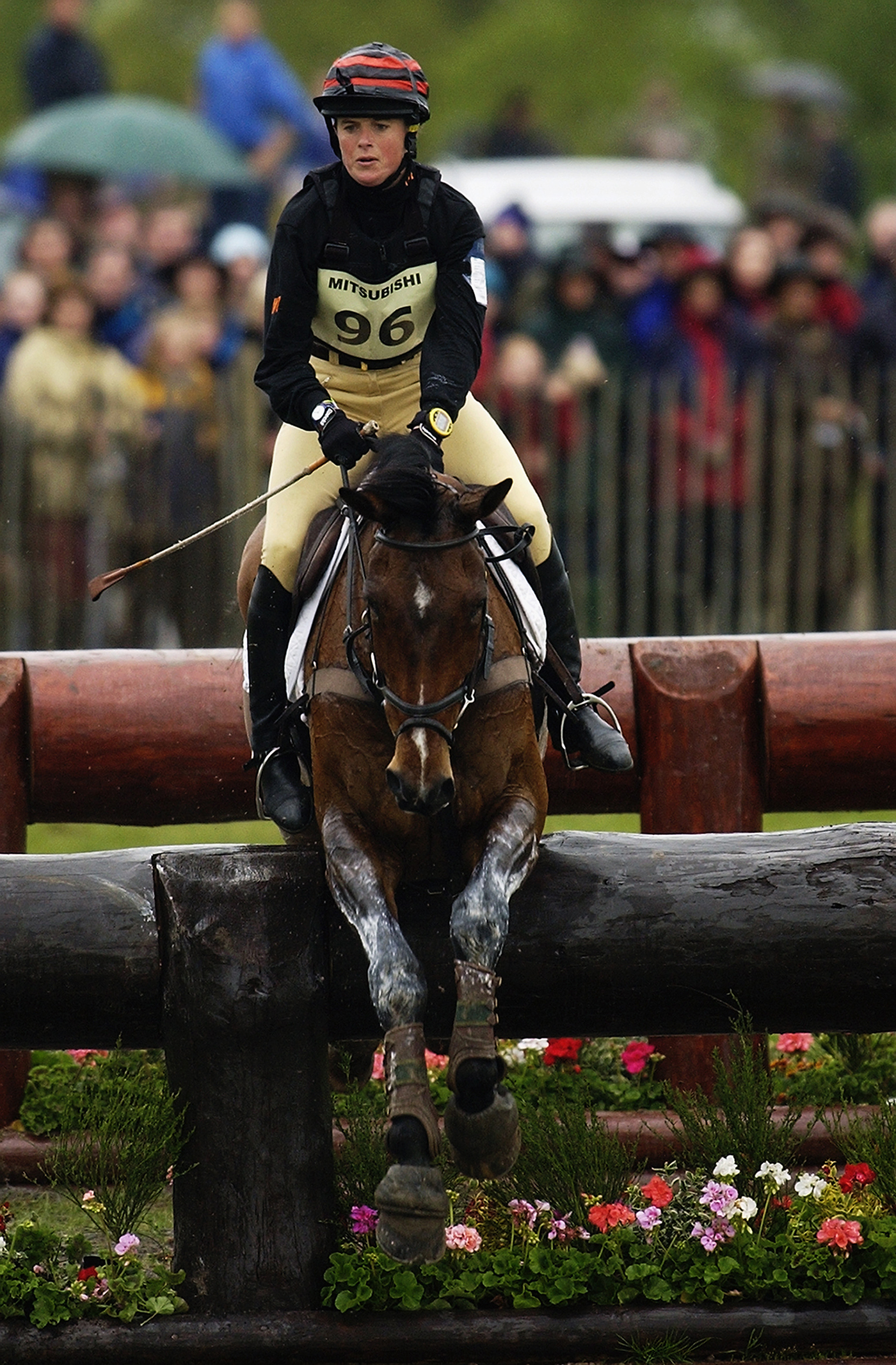 BADMINTON - MAY 3: Pippa Funnell of Great Britain on Supreme Rock in action during the 2003 Mitsubishi Motors Badminton Horse Trials on May 3, 2003 at Badminton in England. (Photo by John Gichigi/Getty Images)