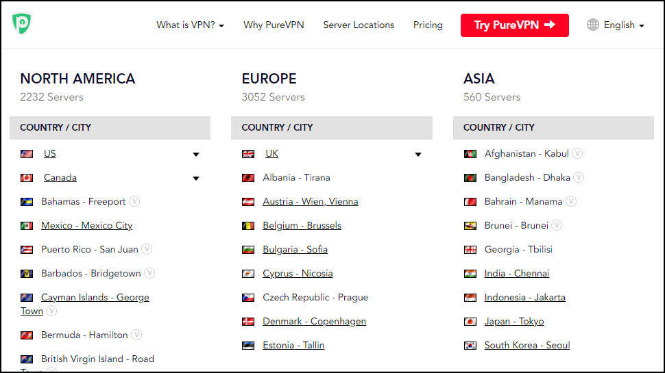 PureVPN Locations