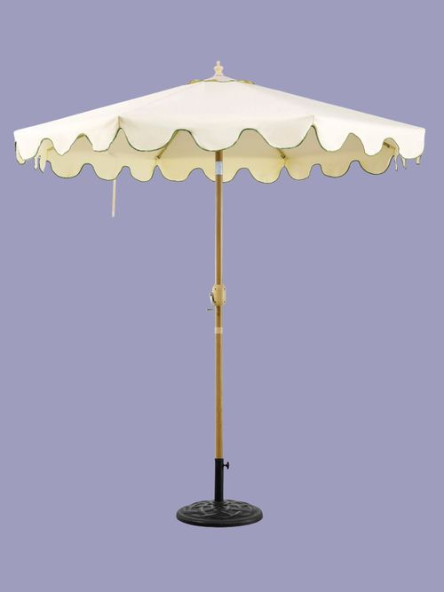 Parasol with Grass Green Scalloped Edge