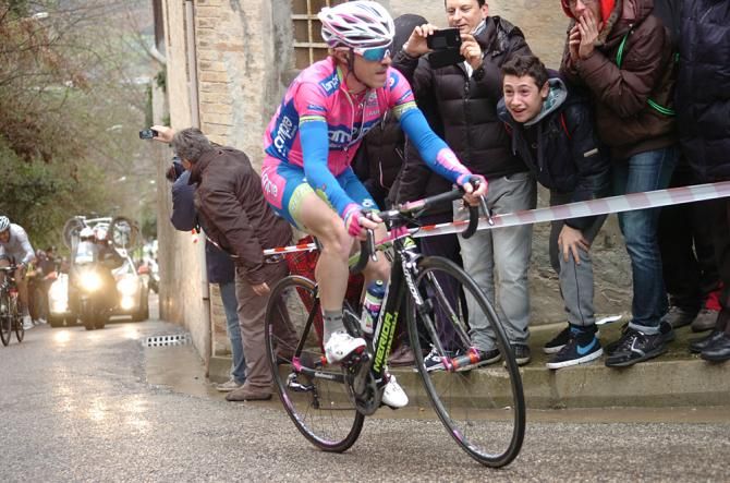 Damiano Cunego (Lampre-Merida) drops his breakaway companions on the climb