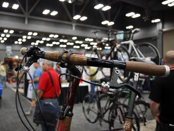 What to do if you have a standard-diameter bar and an oversized stem? If you're Calfee, you just build up the center section with hemp fiber.