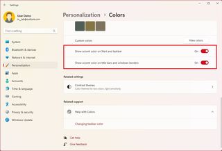 Accent color additional settings