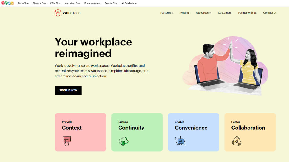 Website screenshot for Zoho Workplace