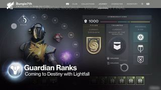 Destiny 2 Lightfall - Guardian Ranks system