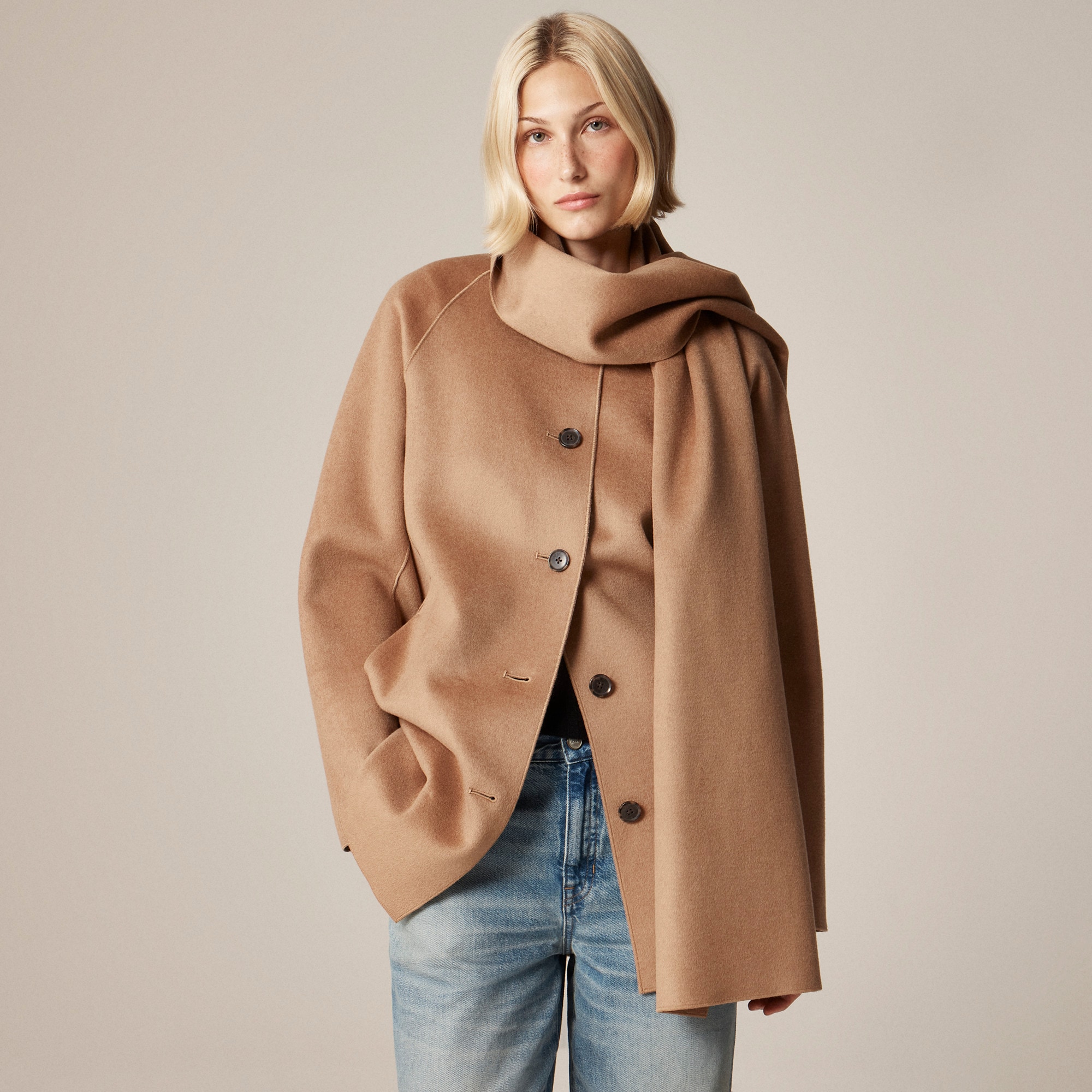 Scarf Coat in Drapey Wool Blend