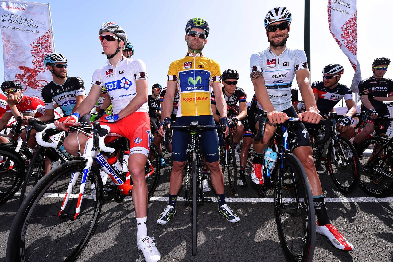 Arnaud Demare, JJ Rojas and Tom Boonen before stage 2