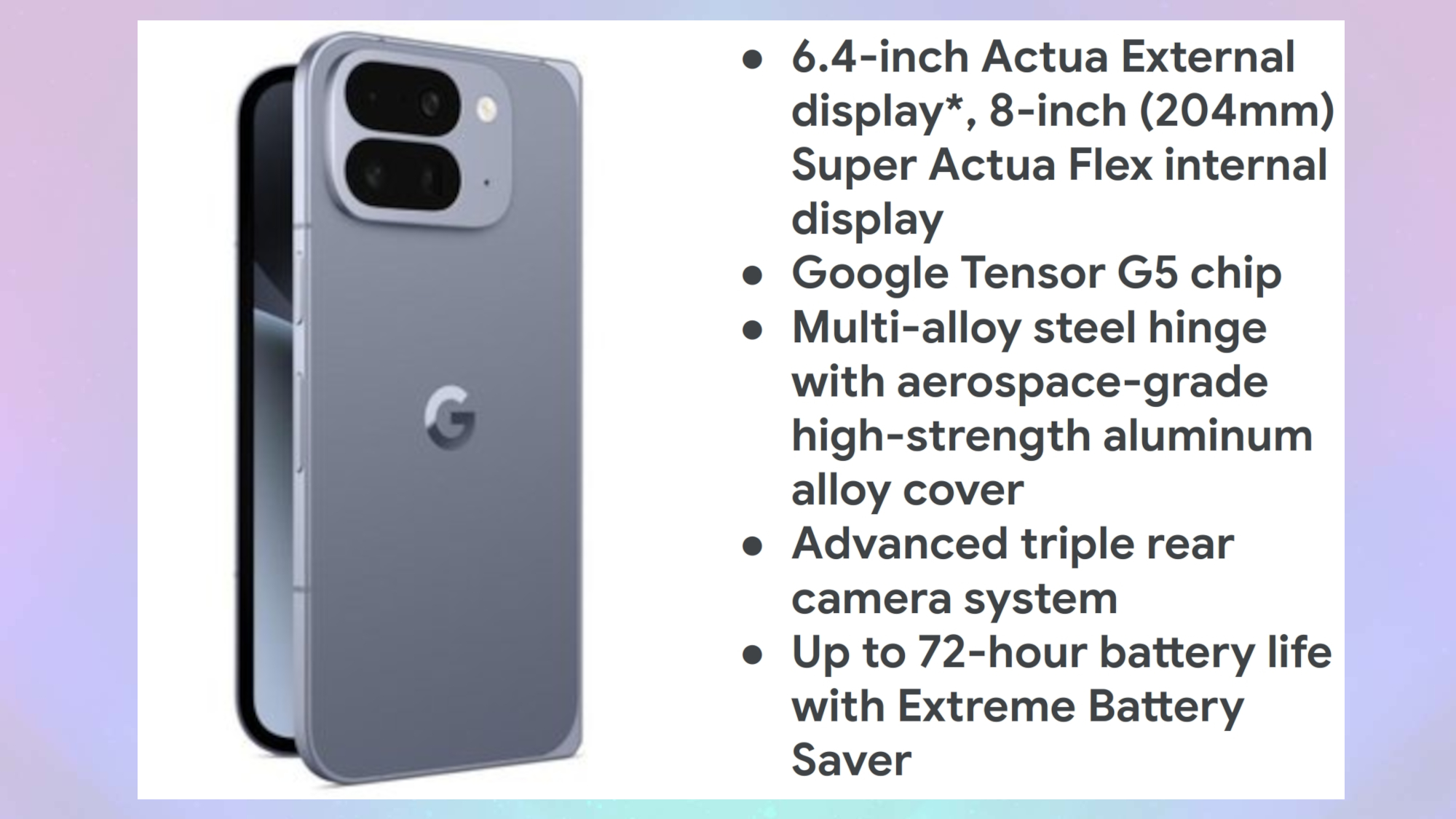Rumored specs for the Pixel 10 Pro Fold