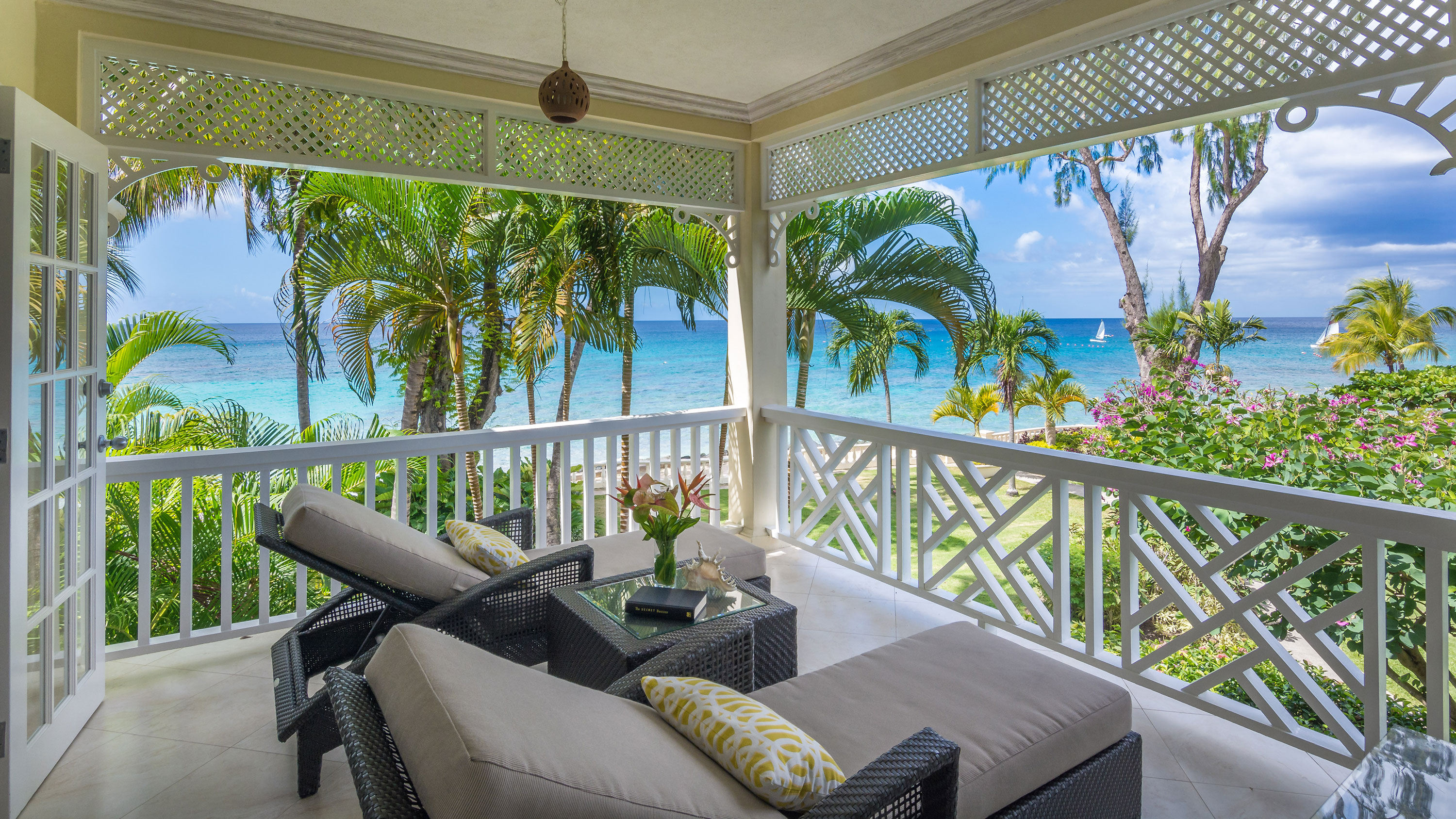 A terrace overlooking the sea at Coral Reef Club