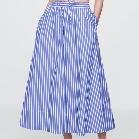 GAP Blue Stripe Poplin Maxi Skirt