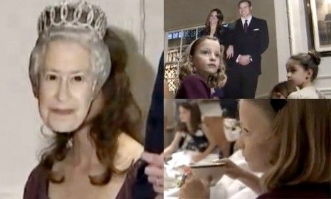 At princess camp, young girls learn to how to greet royalty (top, right) and how to take afternoon tea (bottom, right).