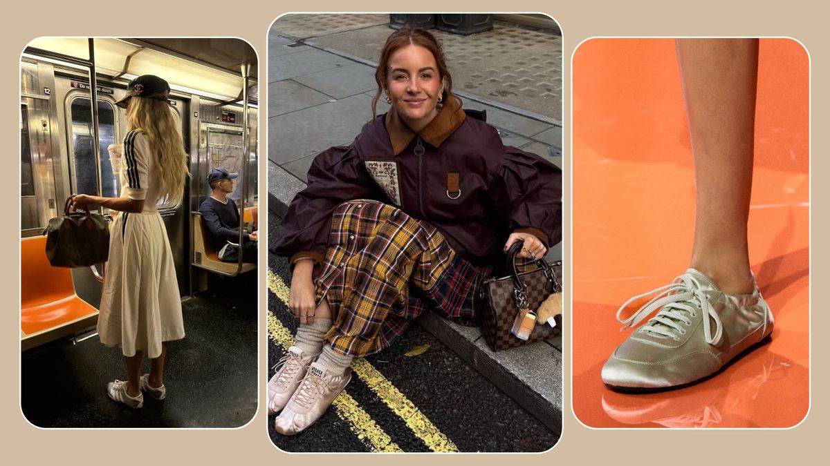 Not Suede, Not Leather—The Extra Chic Trainer Trend Spotted All Over London, Milan and NYC