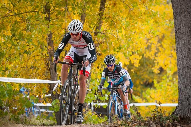Summerhill (K-Edge) along the waterfront and golden aspen leaves. Colorado Cross Classic.