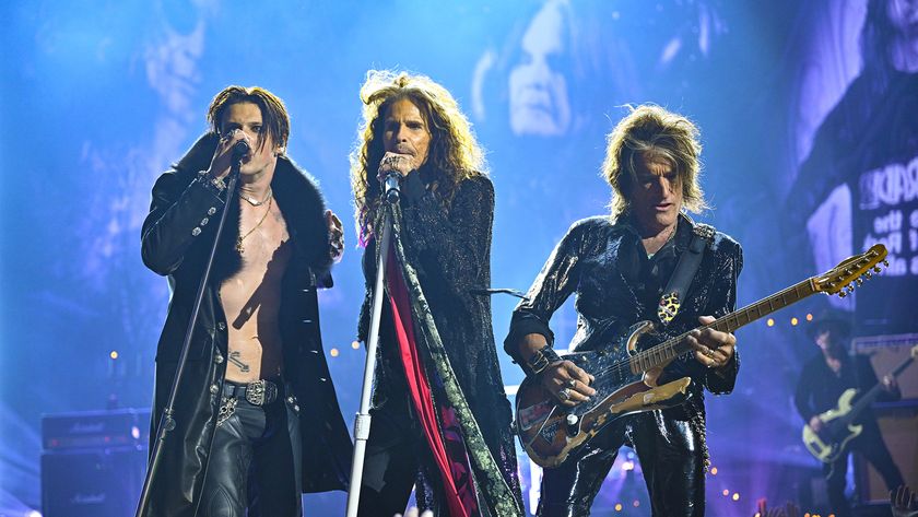 Yungblud, Steven Tyler, and Joe Perry perform during the 2025 MTV Video Music Awards at UBS Arena on September 07, 2025 in Elmont, New York