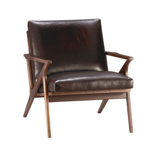 leather armchair with a wood frame