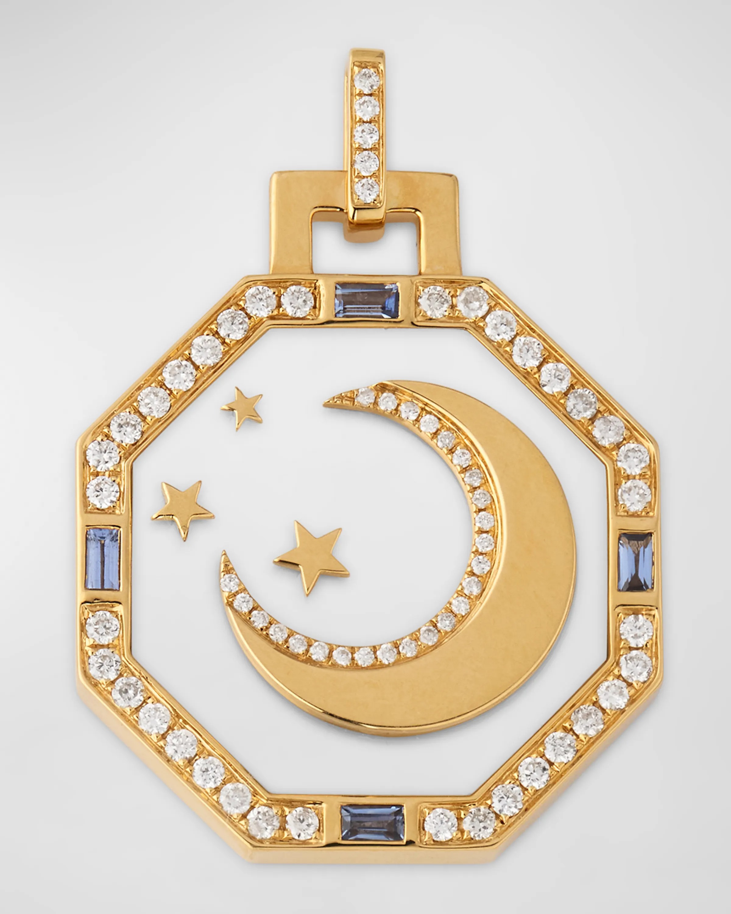 Sorellina, 18K Yellow Gold Pendant with Mother of Pearl, Sapphires and GH/SI Diamonds