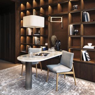 study with highly bespoke joinery at Brewin apartment by Robert Cheng