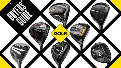 An array of fairway woods in a buyers guide