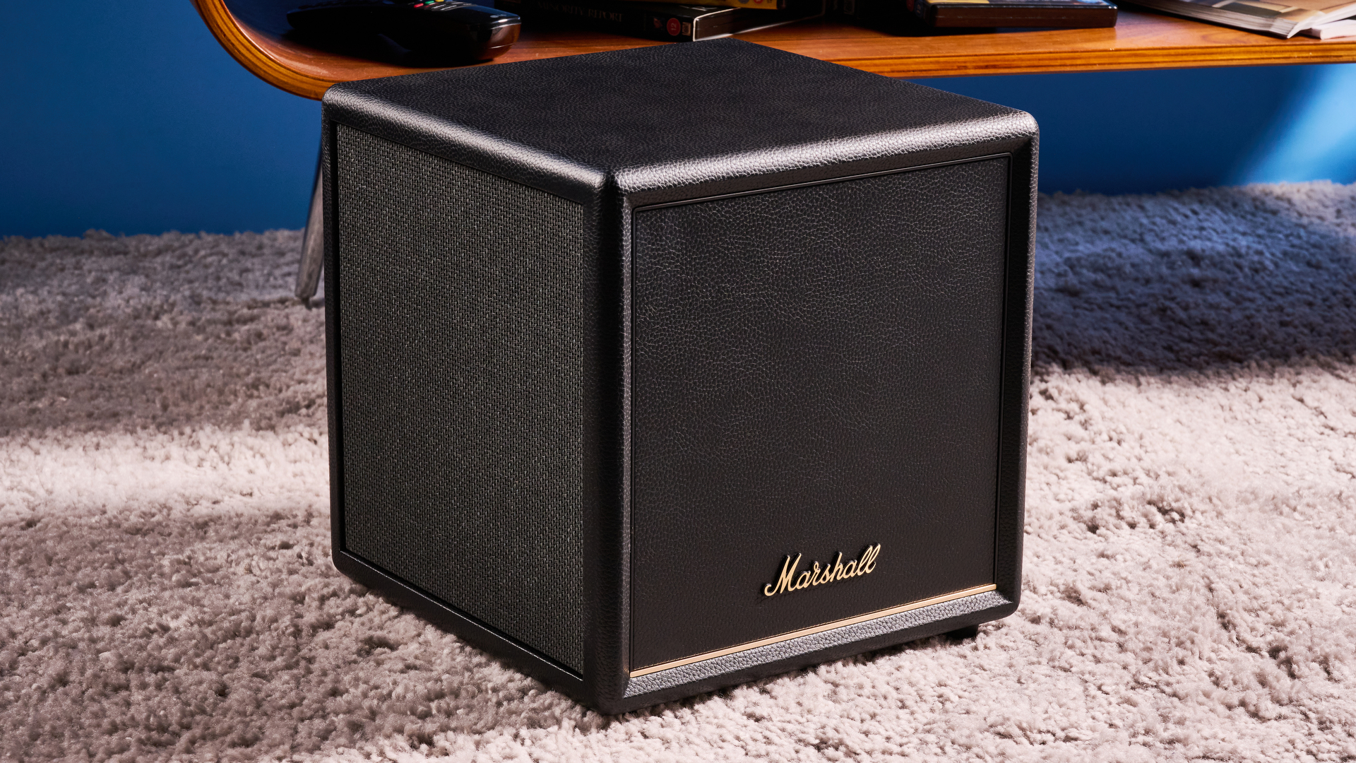 A Marshall Heston 60 compact mid-range soundbar in black