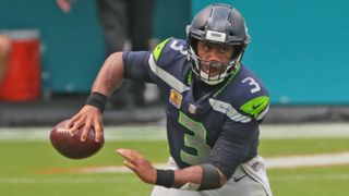 Seattle Seahawks quarterback Russell Wilson scrambles against the Miami Dolphins on Sunday, Oct. 4, 2020 in Miami Gardens, Florida. He'll look to keep his team undefeated against the Vikings. 