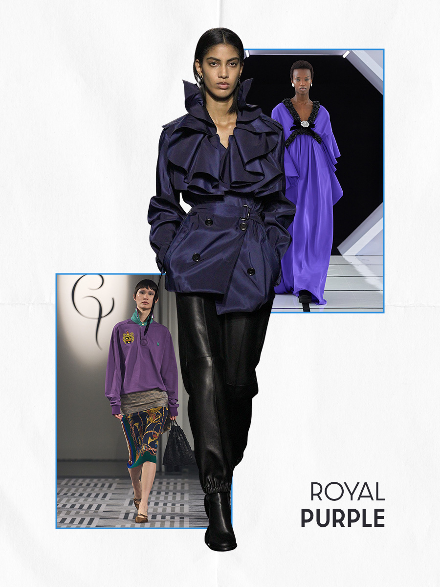 Photo collage of different runway trends from London Fashion Week Fall Winter 2026.
