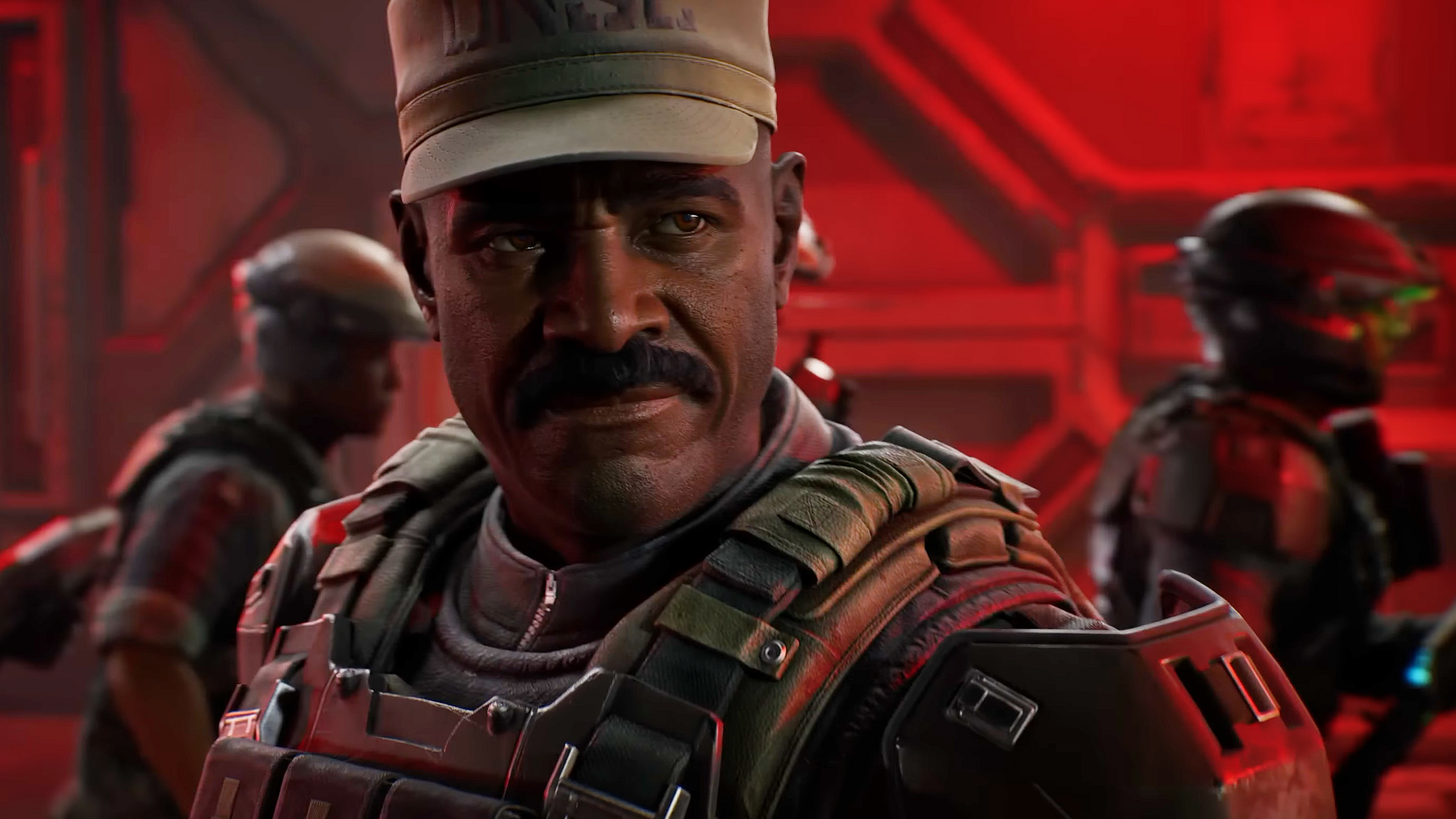 Halo: Campaign Evolved - A close-up of Sergeant Avery Johnson, who is a regular man wearing military fatigues.