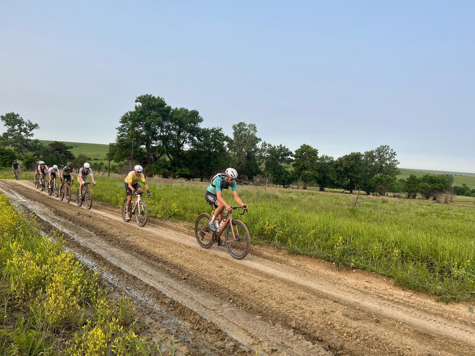 Photos on Divide Road from the men's elite race at Unbound 200 2025