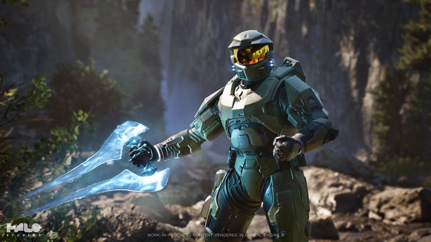 Master Chief holds a beaming energy sword in our first look at Project Foundry