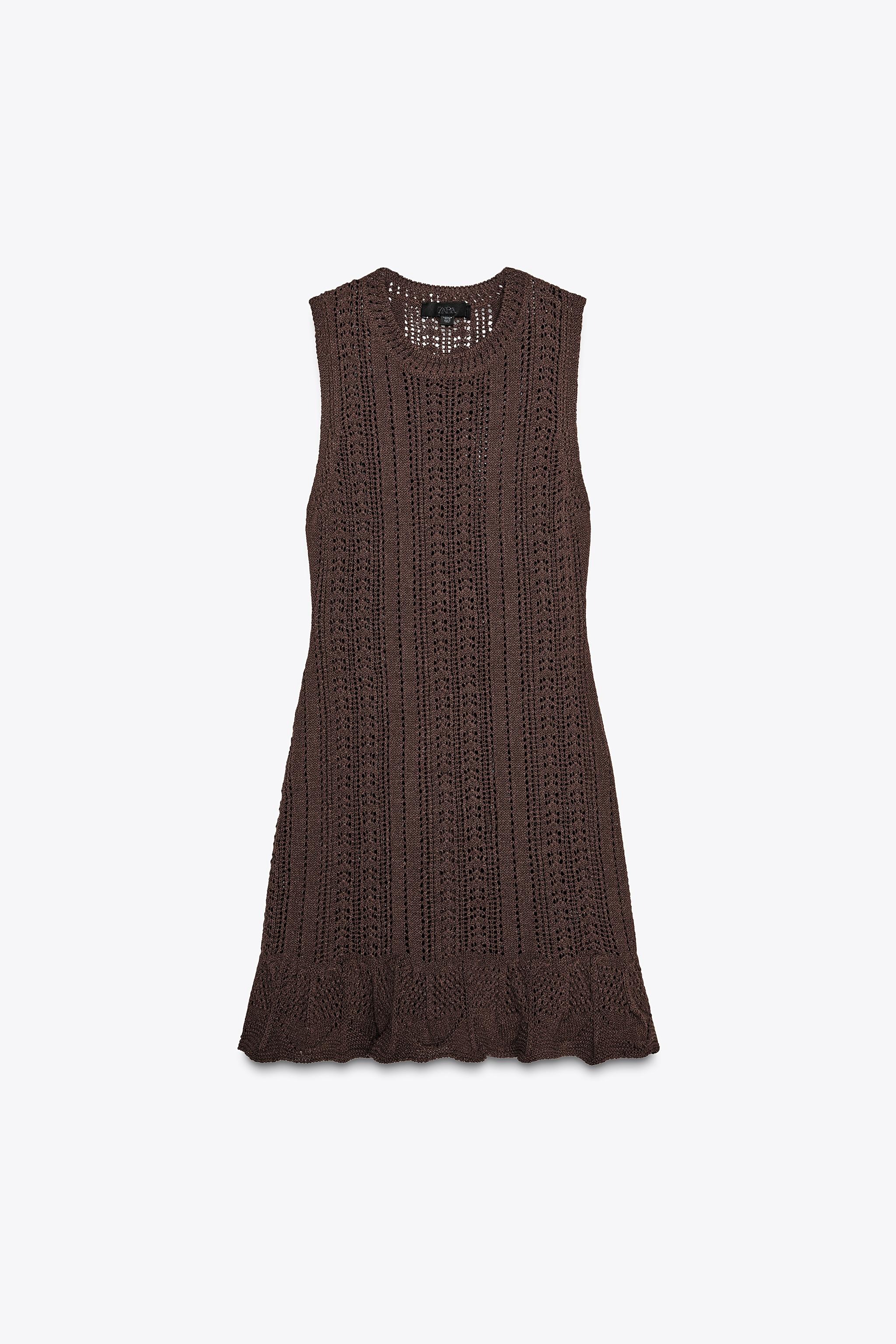 ZARA, Crochet Knit Mini Dress
