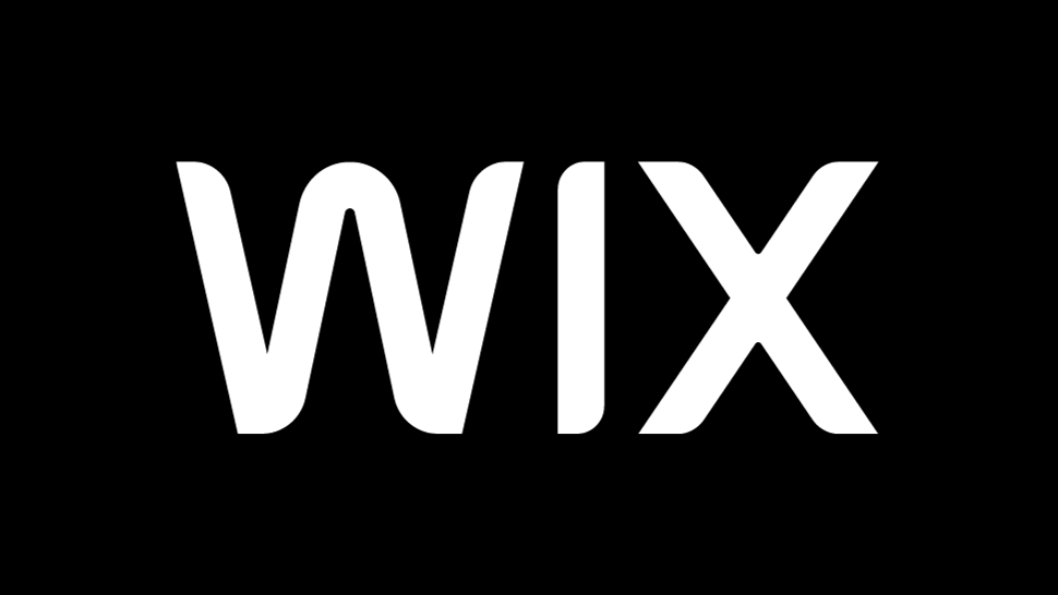 Wix -logon i vitt mot en svart bakgrund.