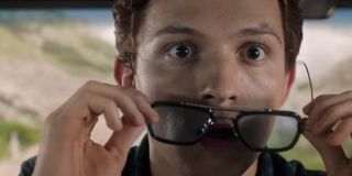 Spider-Man: Far From Home Peter takes off his glasses in shock