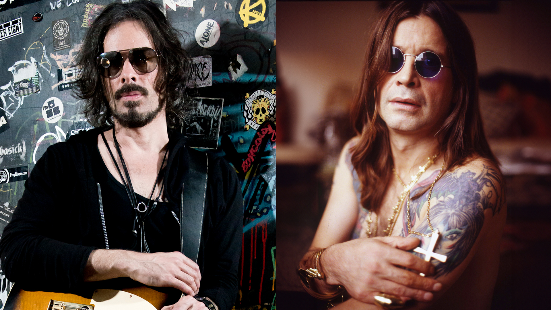 LEFT: Ritchie Kotzen | RIGHT: Ozzy Osbourne, portrait, London , United Kingdom, 1991. 