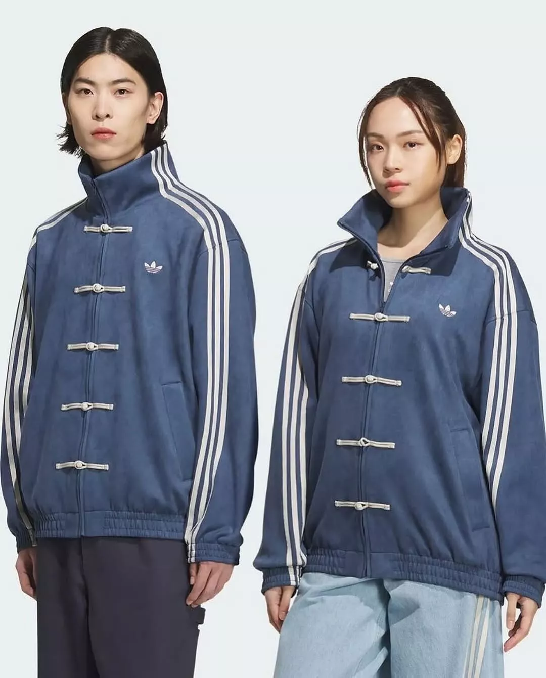 2025 Adidas Originals Snake Year Limited New Chinese Stand Collar Jacket Blue