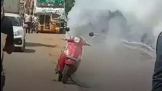 A Pure EV going up in fire near Chennai