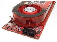 The card employs two PCIe power connections, each with six pins.