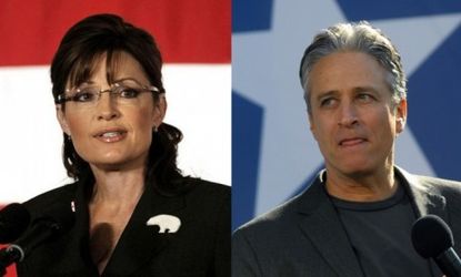 Sarah Palin and Jon Stewart find a common denominator in media criticism.