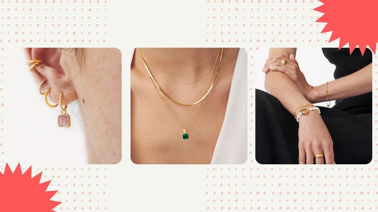 Three of the best deals in the Missoma Black Friday sale on a polka dot background