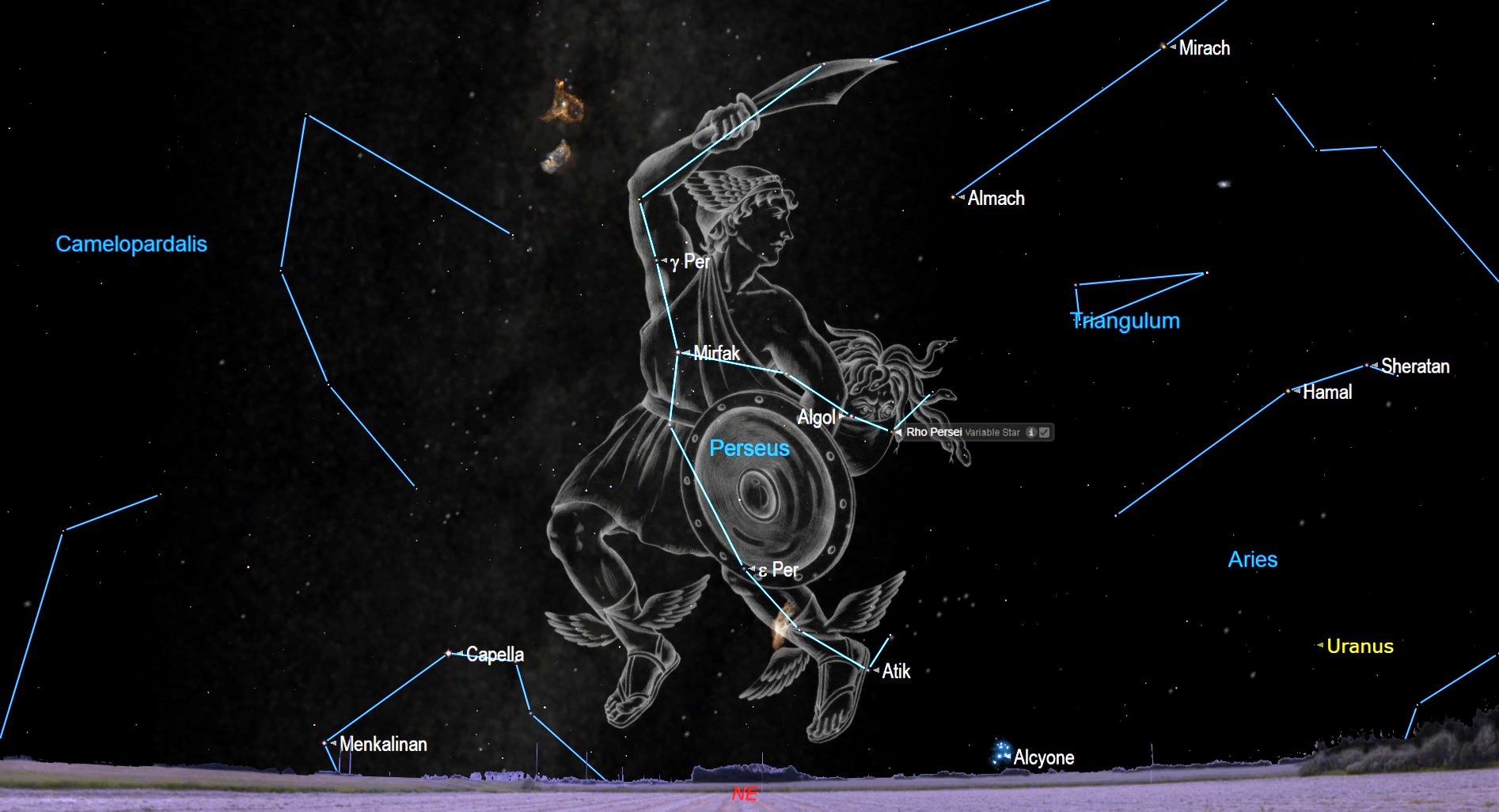 septiembre 2021 Night sky Watch Algol Brighten